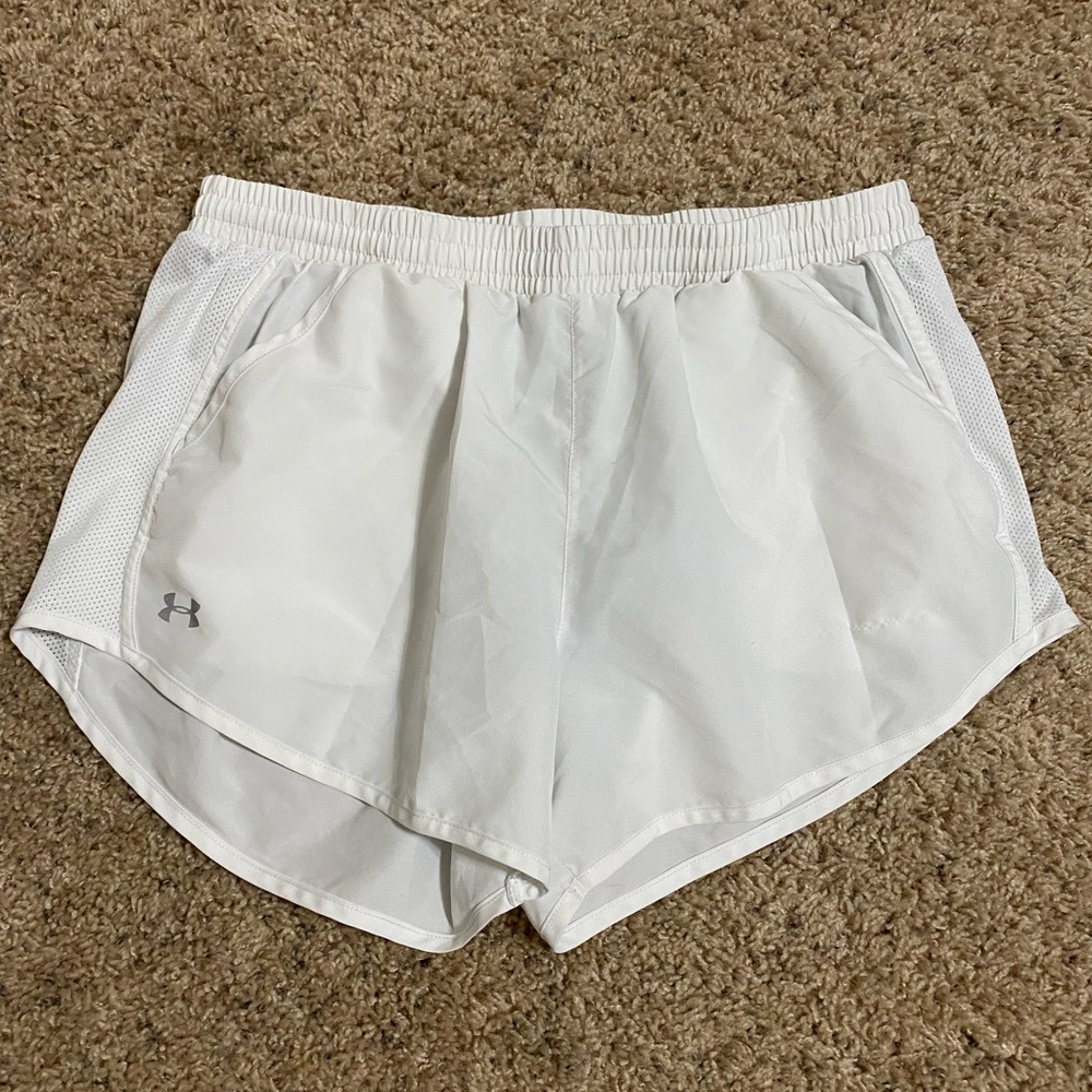 Under Armour White Women's Mesh-Panel Athletic Shorts